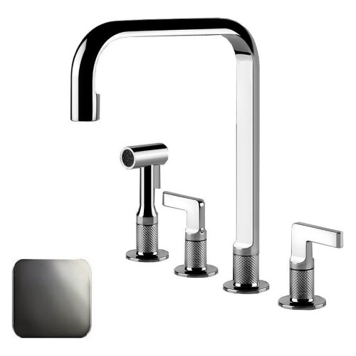 Gessi 4-hole mixer Inciso Collection 58703 706 Black Metal finish