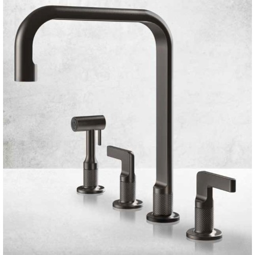 Gessi 4-hole mixer Inciso Collection 58703 707 Black Metal Brushed finish