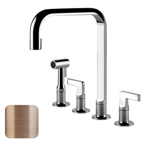 Gessi 4-hole mixer Inciso Collection 58703 708 Copper Brushed finish