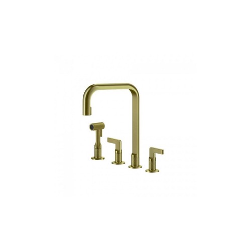 Gessi 4-hole mixer Inciso Collection 58703 727 Brass Brushed finish