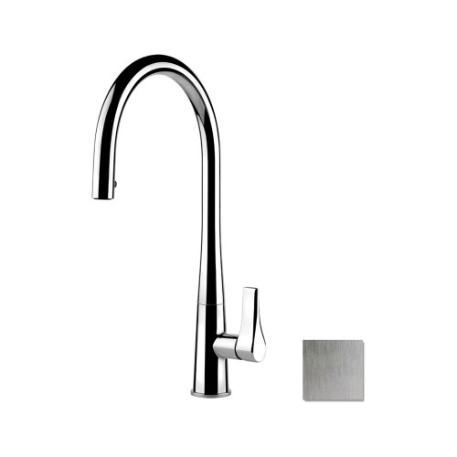 Gessi Single lever mixer with extractable shower Proton Collection 17153 149 Finox finish