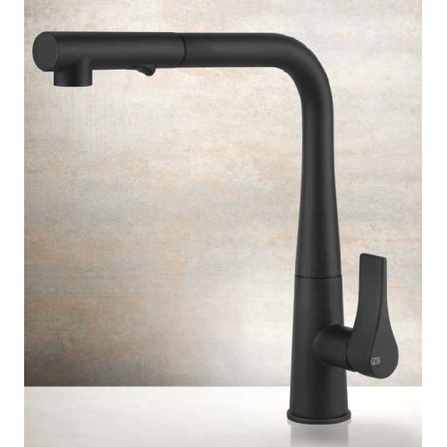 Gessi Single lever mixer with pull out shower Proton Collection 17177 299 Matte Black finish