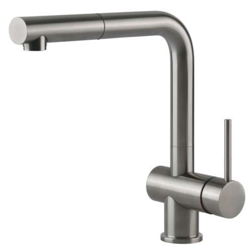Gessi Single lever mixer with pull-out shower Steel Collection 60498 239 Steel Brushed finish