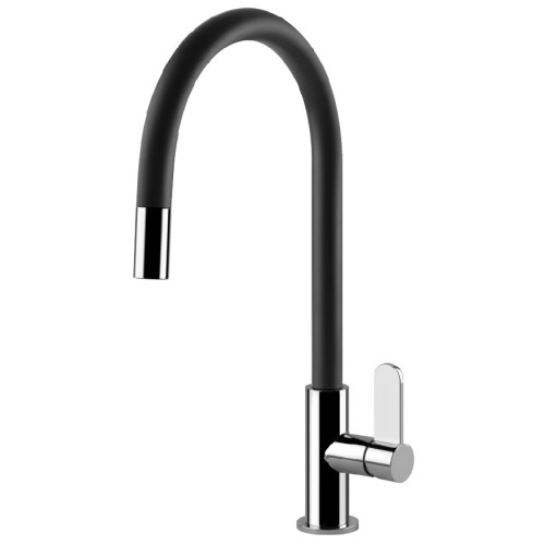 Gessi Single lever mixer with pull out shower Helium Collection 60077 299 Matte Black finish