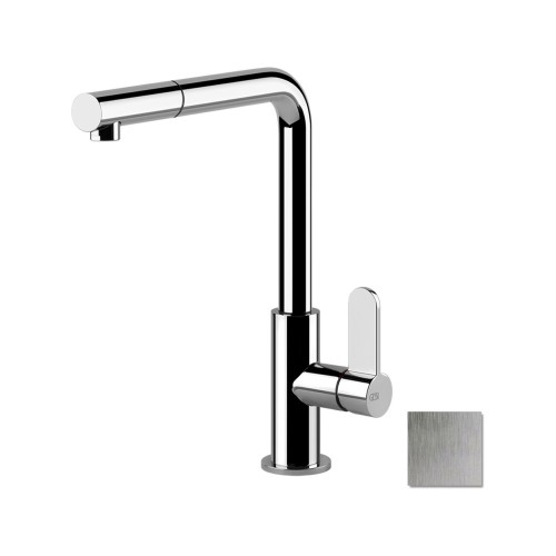 Gessi Single lever mixer with pull out shower Helium Collection 50103 149 Finox finish