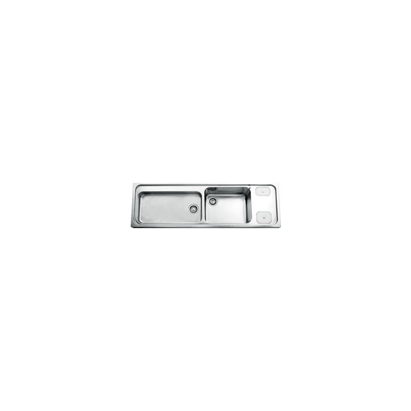  Alpes Countertop sink with two bowls A5-5158 / 1V81V2C with 8 cm bowl on the right in 158 cm stainless steel
