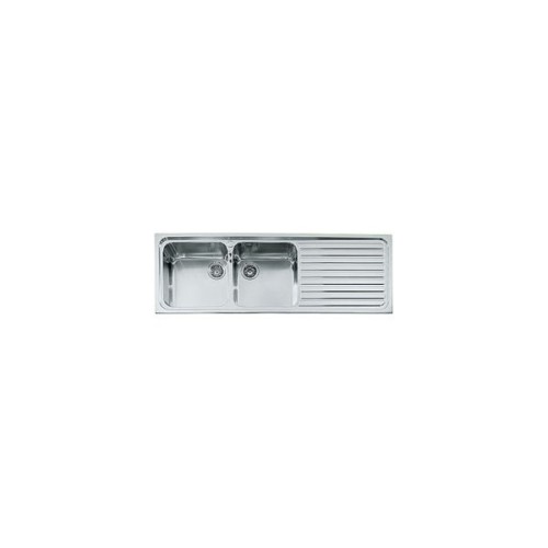 Alpes Lavello semifilo a due vasche F 5149/2V1S con gocciolatoio a destra in acciaio inox da 149x51 cm