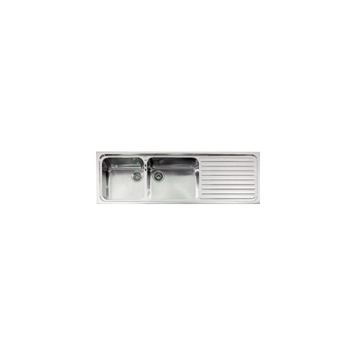 Alpes Lavello semifilo a due vasche F 5159/2V1S con gocciolatoio a destra in acciaio inox da 159x51 cm