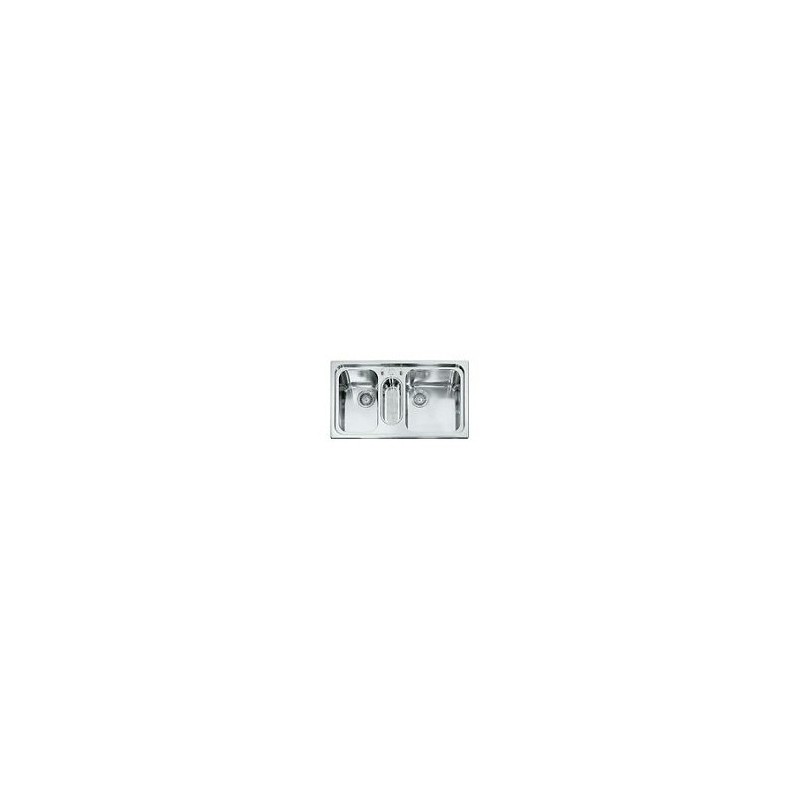  Alpes Évier semi-encastré à deux bacs F 589 / 2V1B avec vasque inox 89x51 cm