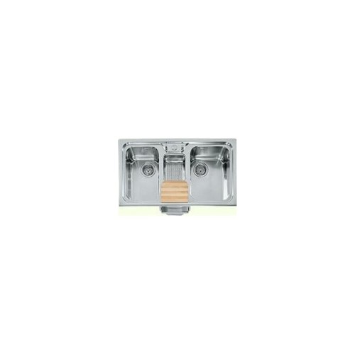 Alpes Fregadero semiempotrado de dos senos F 589 / 2V1B-E con cubeta de acero inoxidable de 89 cm