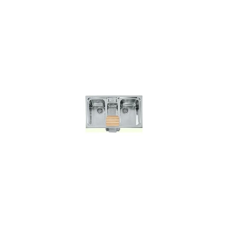  Alpes Évier semi-encastré à deux bacs F 589 / 2V1B-E avec vasque en acier inoxydable de 89 cm