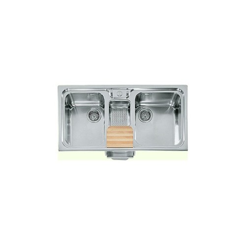 Alpes Évier semi-encastré à deux bacs F 599 / 2V1B-E avec vasque en acier inoxydable 99x51 cm