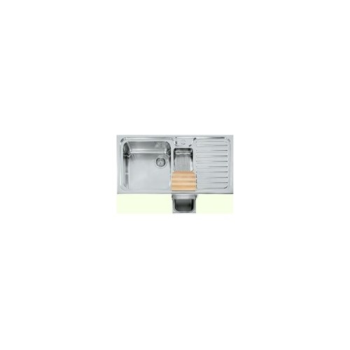 Alpes Evier semi-encastré F 599 / 1V1B1S-E avec vasque et égouttoir à droite en inox 99 cm