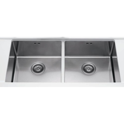 Alpes Undermount sink with two basins LSR 83 / 2V in stainless steel 83.5x43 cm