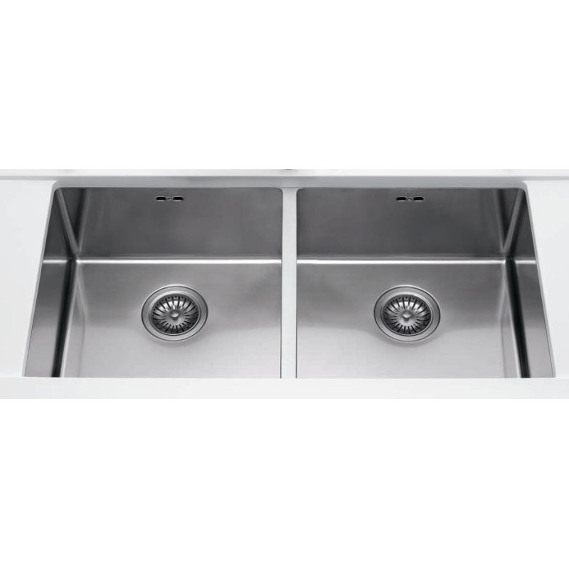  Alpes Undermount sink with two basins LSR 83 / 2V in stainless steel 83.5x43 cm