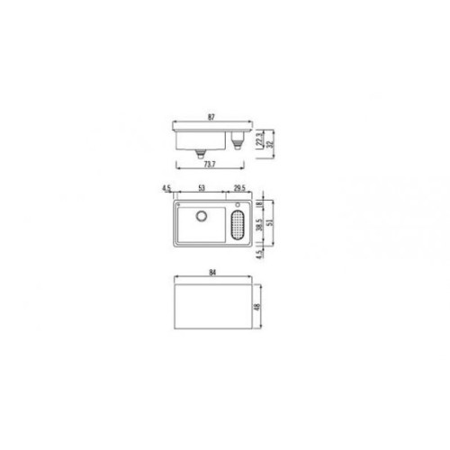 Alpes Fregadero de empotrar LFPS 587 / 1V1B con cubeta de acero inoxidable de 87x51 cm