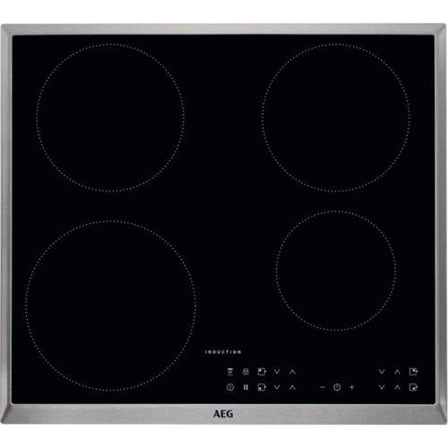 AEG Induction hob IKB 64303 XB black glass ceramic finish with 60 cm stainless steel conrnice