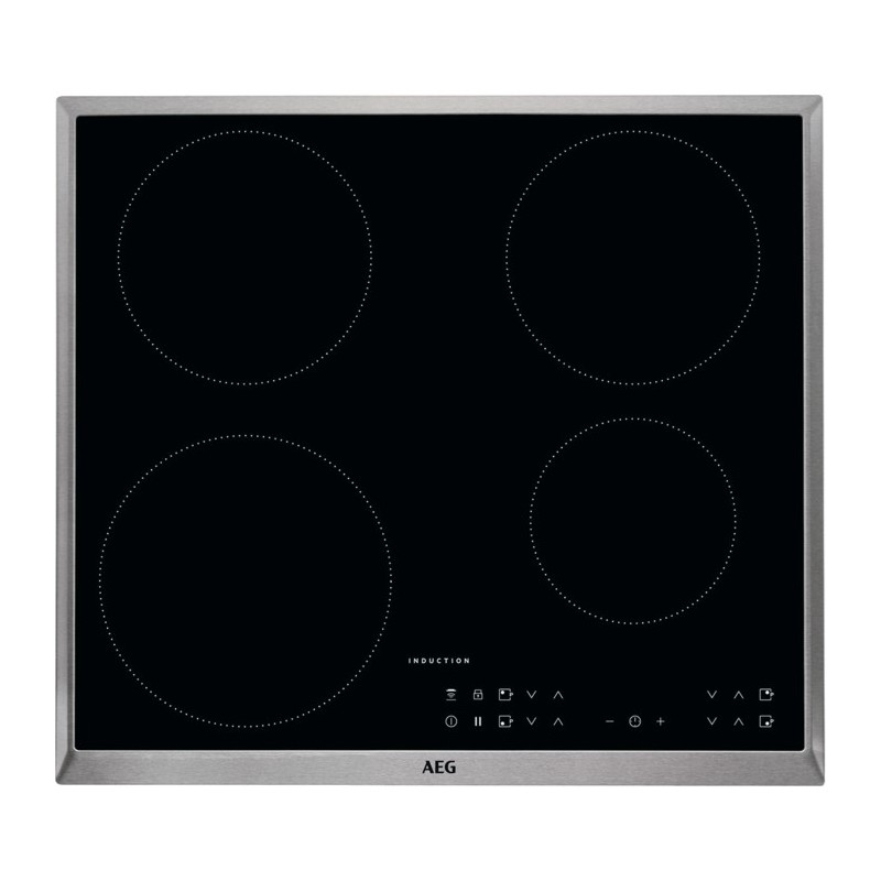  AEG Induction hob IKB 64303 XB black glass ceramic finish with 60 cm stainless steel conrnice