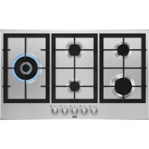 Table de cuisson à gaz AEG 90 cm en acier inoxydable HGB 95522 SM