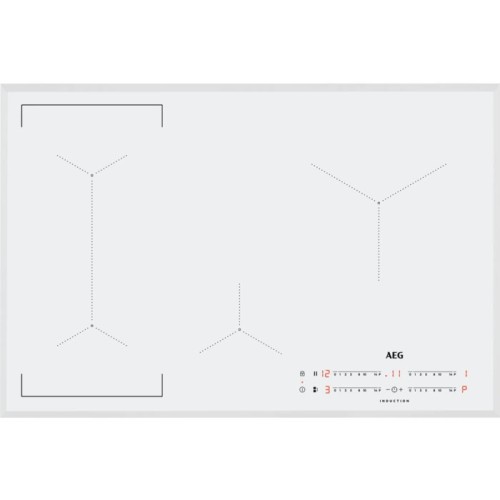 Table de cuisson à induction AEG Bridge IKE 84443 FW 80 cm finition vitrocéramique blanche biseautée