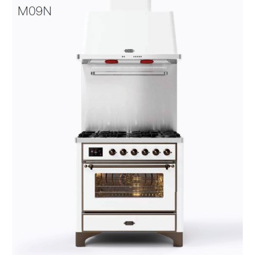 Ilve Cucina M09N Majestic M09FDNE3 con forno elettrico e piano cottura a 6 fuochi con fry top da 91.1 cm