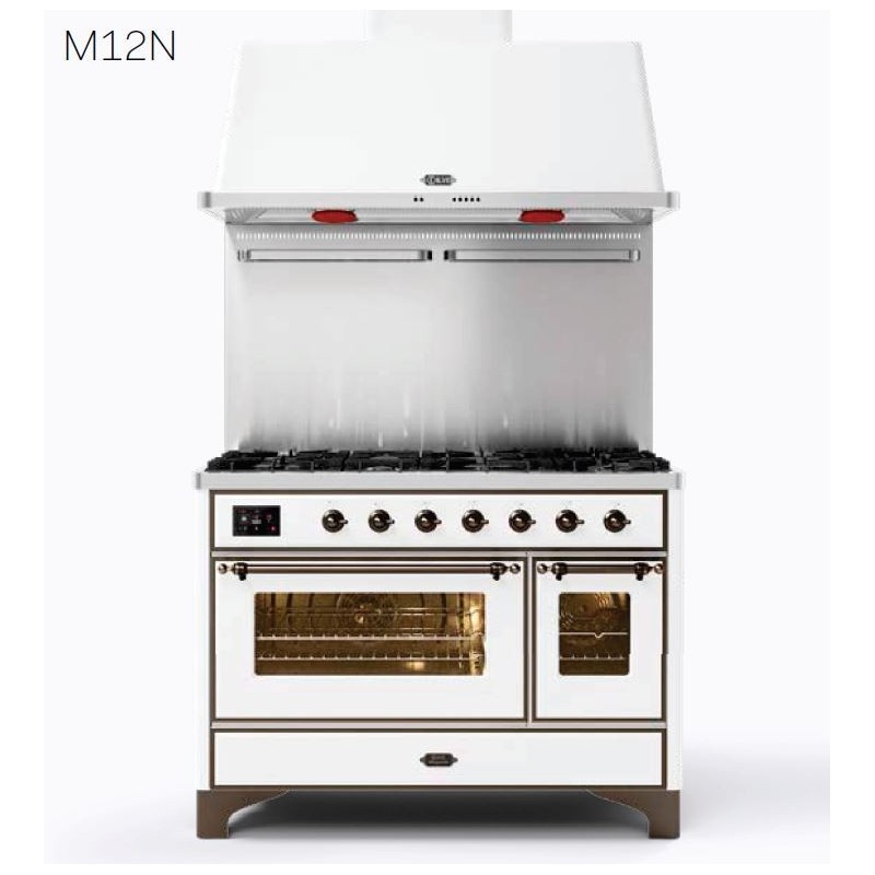  Cocina Ilve M12N Majestic M12SDNE3 con horno eléctrico doble y vitrocerámica de 5 fuegos con cupé de feu de 121,6 cm