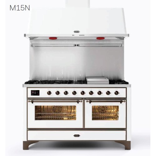 Ilve M15N Majestic M15FSDNE3 kitchen with double electric oven and 7-burner hob with fry top and 151.1 cm coupe de feu