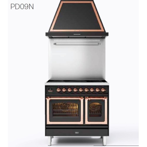 Ilve PD09N Nostalgie PD09FNE3 kitchen with double electric oven and 6-burner hob with 90 cm fry top