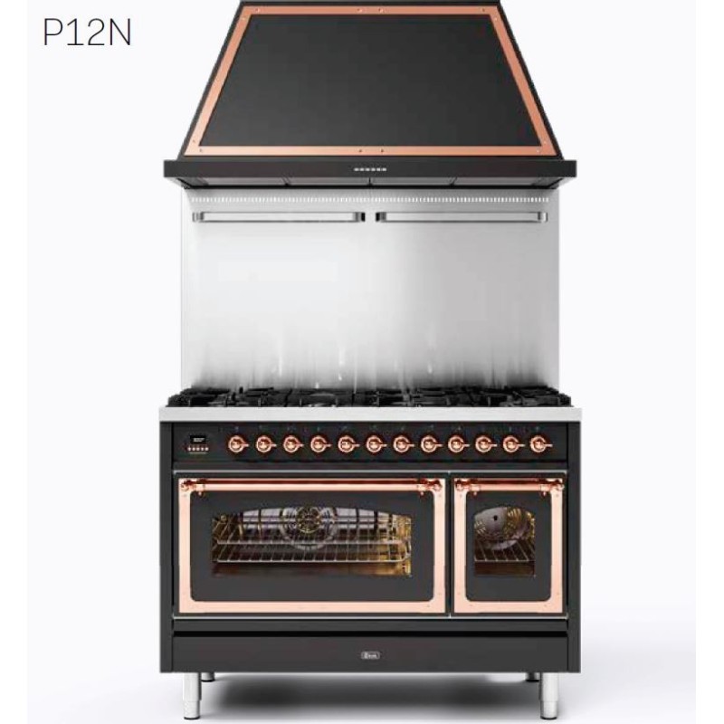 Cocina Ilve P12N Nostalgie P12FINE3 con horno eléctrico doble y  vitrocerámica de 6 fuegos y 2 zonas de inducción de 120 cm