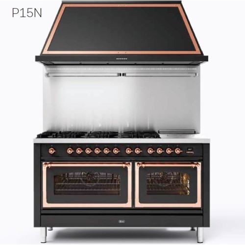 Ilve P15N Nostalgie P15FNE3 kitchen with double electric oven and 9-burner hob with 150 cm fry top
