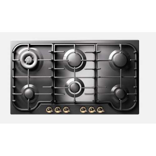 Ilve Nostalgie HCB906CN Plaque de cuisson à gaz 86 cm en acier inoxydable ou émaillé