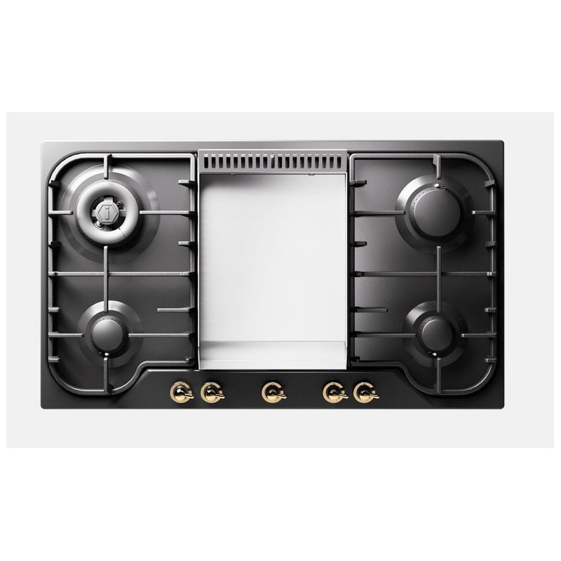  Ilve Nostalgie HCB90FCN Plaque de cuisson à gaz 86 cm en acier inoxydable ou émaillé