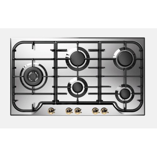 Ilve Gas hob HCB90SN Nostalgie HCB90SDN in 86 cm stainless steel
