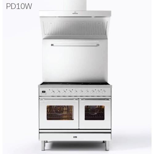 Ilve Cucina PD10W Professional Plus PD10SWE3 four double et plaque de cuisson 4 feux avec coupe-feu de 100 cm