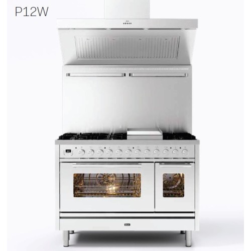 Ilve Cucina P12W Professional Plus P12FWE3 four double et plaque de cuisson 8 feux avec plaque de cuisson de 120 cm