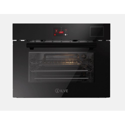 Ilve Compact trivalent oven Ultracombi Professional Plus 645STCHSW in 60 cm black tempered glass