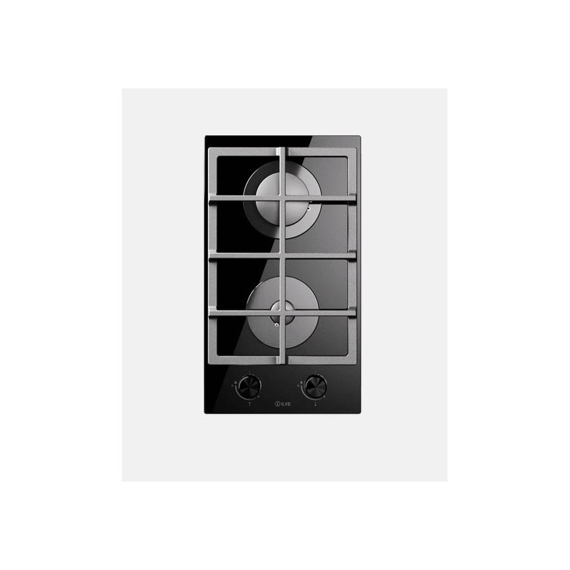  Plaque de cuisson à gaz Ilve Professional Plus HCG30K 30 cm en verre trempé noir