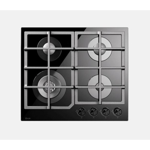 Ilve Professional Plus HCG60CK gas hob in black tempered glass 60 cm