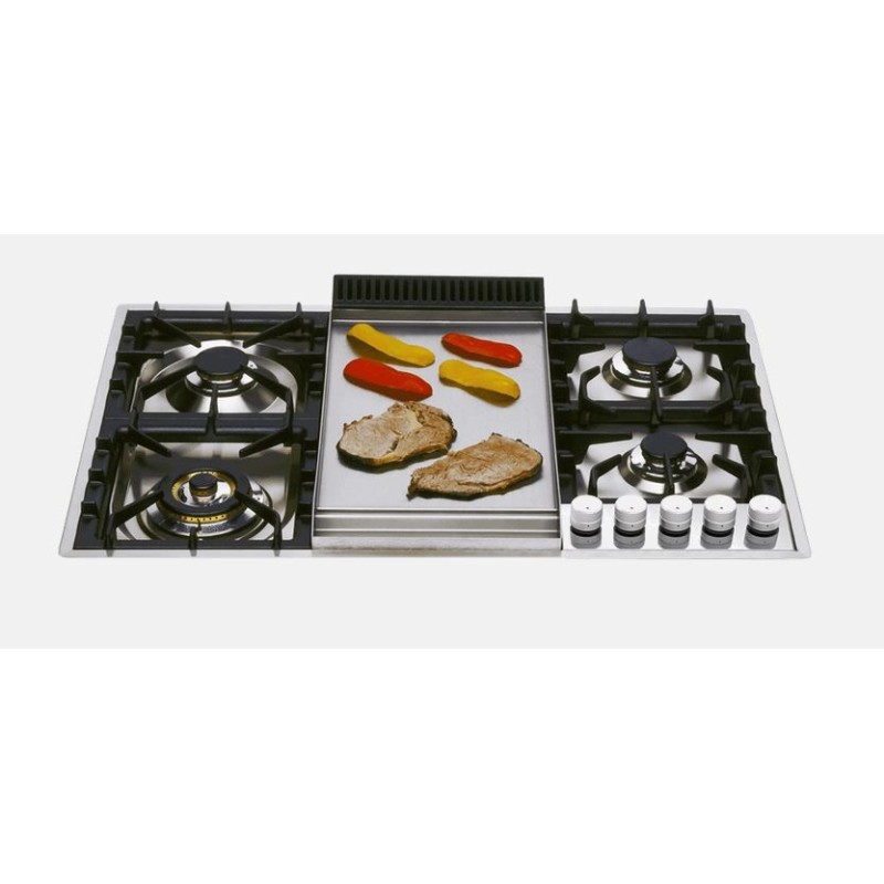  Table de cuisson à gaz Ilve Professional Plus XLPT90FD en acier inoxydable avec cadre encastré de 90 cm