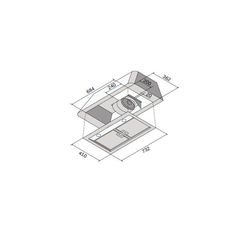  Hotte aspirante encastrable Ilve IAG90, finition inox, 73 cm (avec moteur IAG40712)
