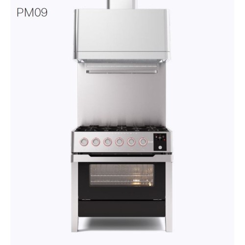 Ilve Kitchen PM09 Panoramagic PM09FDS3 with electric oven and 6-burner hob with 91.1 cm stainless steel finish fry top