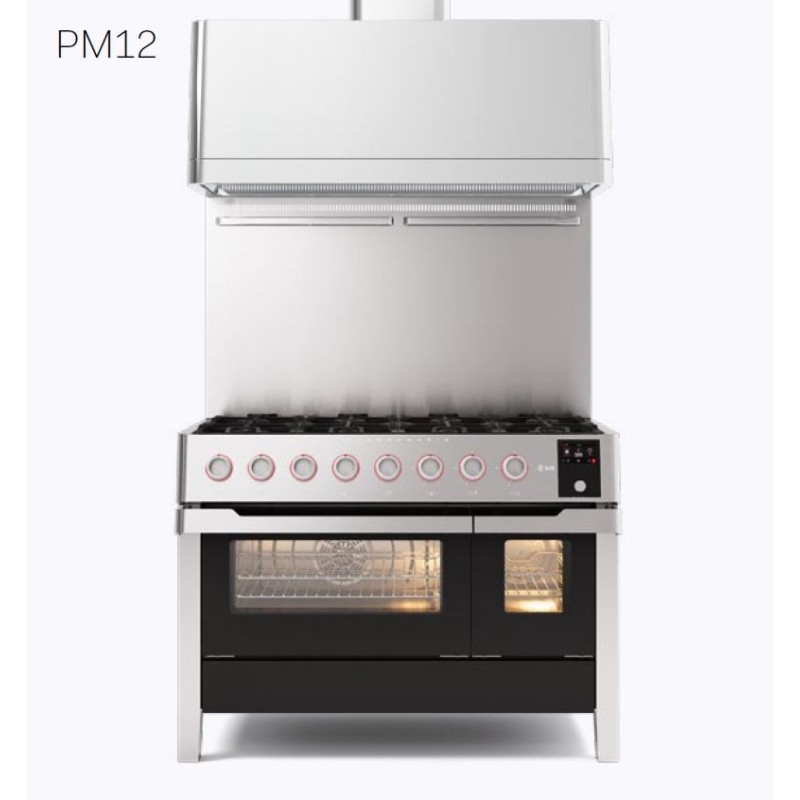  Ilve Kitchen PM12 Panoramagic PM12FDS3 avec four électrique et plaque de cuisson à 8 feux avec plaque de cuisson en acier i