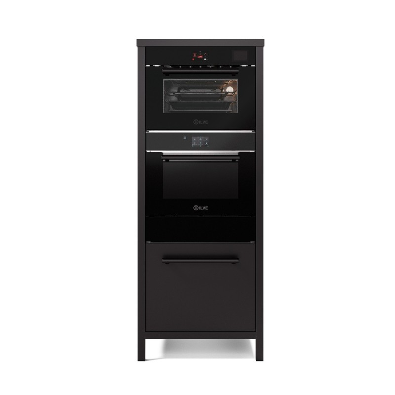  Ilve Colonna Stellata Professional Plus CSTARBK noir avec four ultra-combiné et cellule de refroidissement rapide et machine
