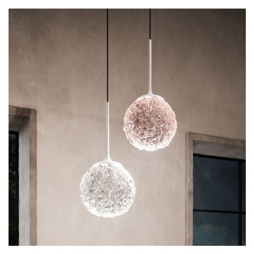 Lampe à suspension LED Minitallux Cristalglob S15 en différentes finitions par Icons Luce