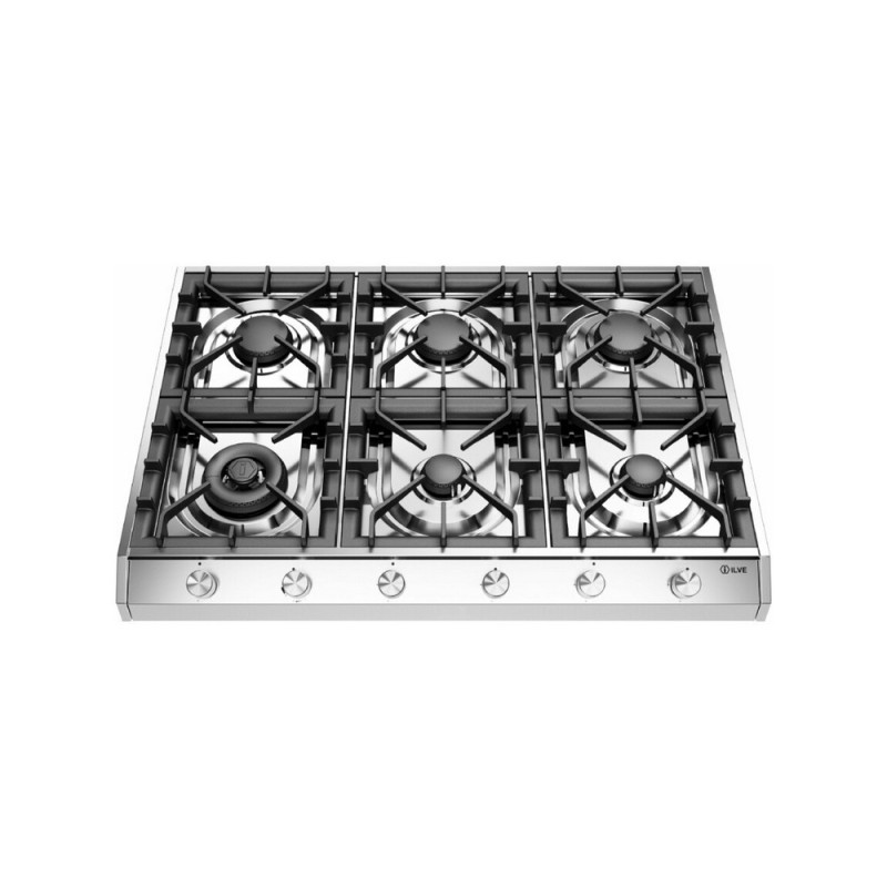  Table de cuisson à gaz de comptoir en acier inoxydable Ilve Professional Plus HCP9656D 90 cm