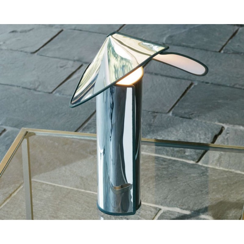  Lampe de table Flos Chiara T LED en finition aluminium avec bord anthracite