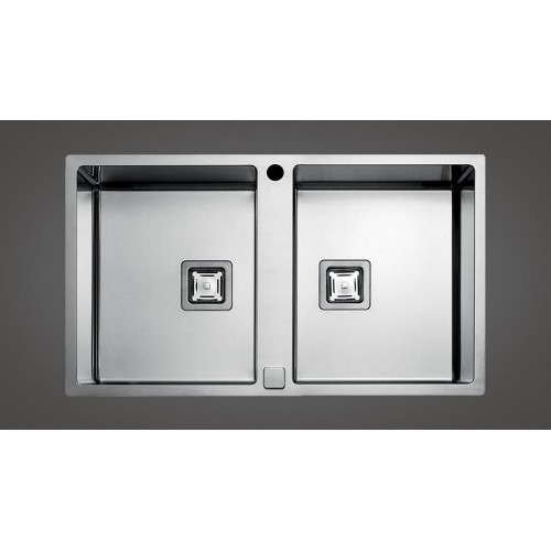 Fulgor Fregadero enrasado y semiempotrado de dos senos P2B 8651 QA F-SF acabado acero inoxidable 86,5x51 cm