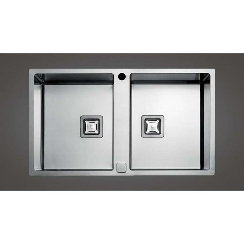 Fulgor Fregadero enrasado y semiempotrado de dos senos P2B 8651 QA F-SF acabado acero inoxidable 86,5x51 cm