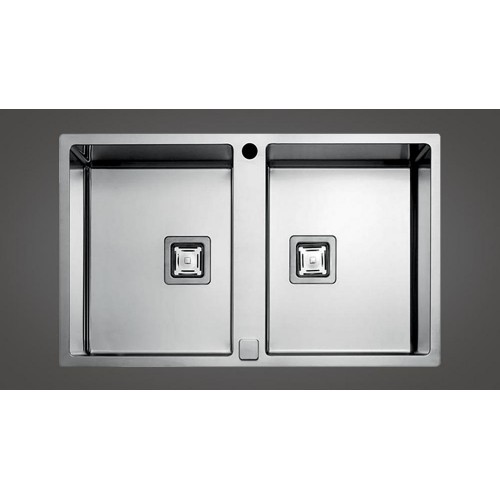Fulgor Fregadero enrasado y semiempotrado de dos senos P2B 7651 QA F-SF acabado acero inoxidable 76,5x51 cm