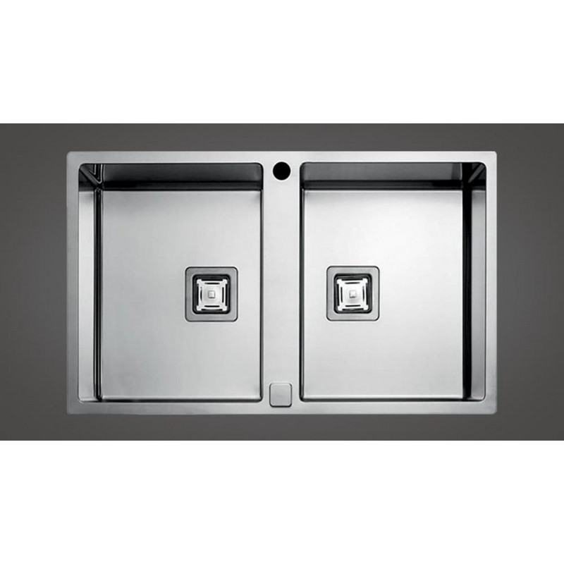  Fulgor Évier affleurant et semi-affleurant avec deux vasques P2B 7651 QA F-SF finition inox 76,5x51 cm